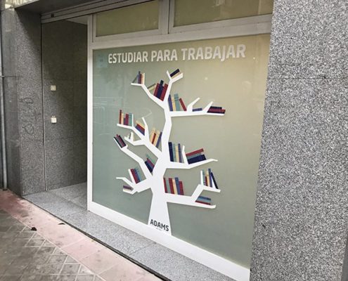 Rótulo de escaparate con vínilo al corte y vinilo al ácido